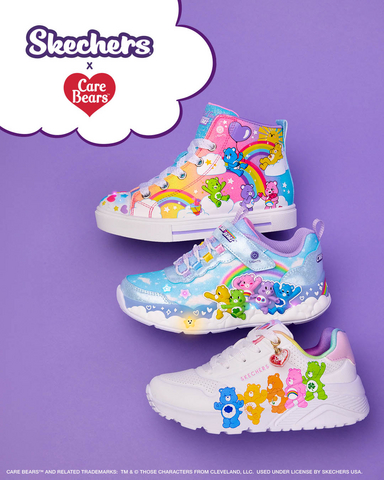 thumbnail Skechers and Care Bears™ bring comfort and nostalgia together with a cheerful new collection of footwear and apparel for women and children. (Children's styles shown above.)
