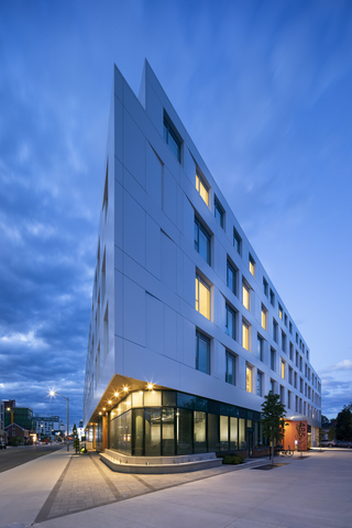 original Exterior view of GEOpark at 485 Albert Street in Kingston, Ontario. The sustainable student housing development was recently named the sole recipient of the 2026 CAGBC Inspiring Home Award.