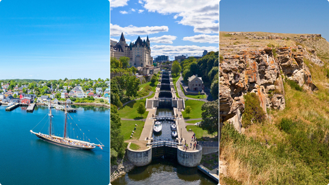 original Images, de gauche à droite : Le Vieux Lunenburg, avec l’aimable autorisation de Tourism Nova Scotia; Canal Rideau, avec l’aimable autorisation de Parcs Canada; Le précipice à bisons Head-Smashed-In, avec l’aimable autorisation de Travel Alberta.