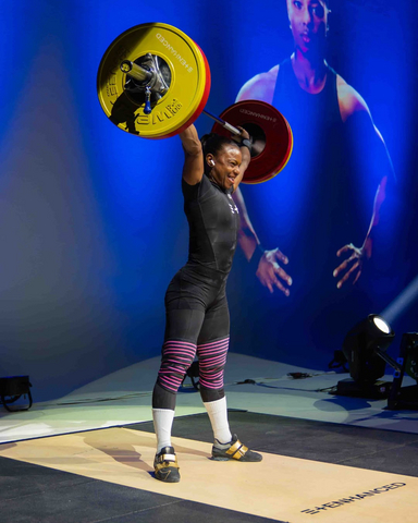 Beatriz Pirón, four-time Olympian, successfully breaks snatch world record at Enhanced Breakers 1 in Los Angeles on Saturday July 11th.