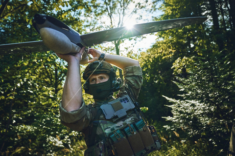 original Soldier launching the Blue UAS certified RQ-35 ISTAR Drone
