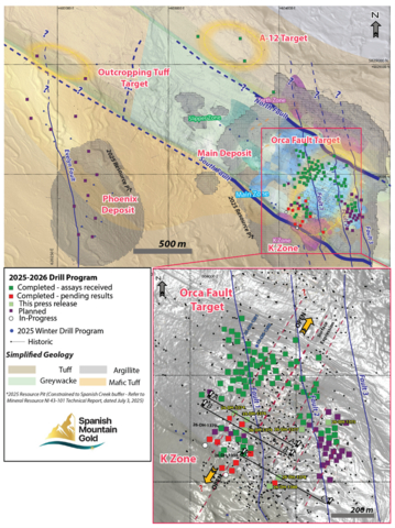 original Figure 1: Drill Collar Location Map - 2025-2026 Drill Program. The figure illustrates the collar locations for all 7 drill holes reported in this news release, plus holes with assays pending. Section lines correspond to drill cross-sections presented in Figures 2, 3, and 4. Collar coordinates are summarized in Table 5.