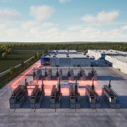 original A rendering of modular data center infrastructure with co-located, behind-the-meter generation.
