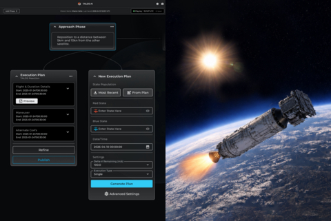original TALOS, Slingshot's AI-powered operational training and strategy agent, models realistic spacecraft behaviors and supports mission rehearsal across continuously evolving space scenarios.