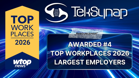 original WTOP News Names TekSynap a 2026 DC Top Workplace, Ranked #4 Among the Region's Largest Employers