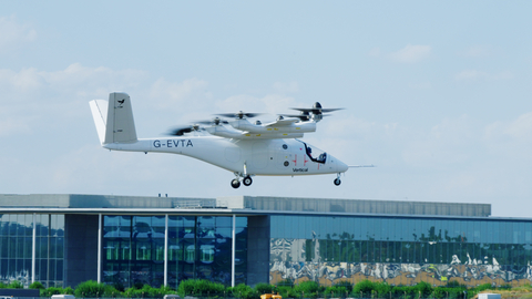 original Simon Davies, Vertical's Chief Test Pilot, lands at Farnborough Airport.