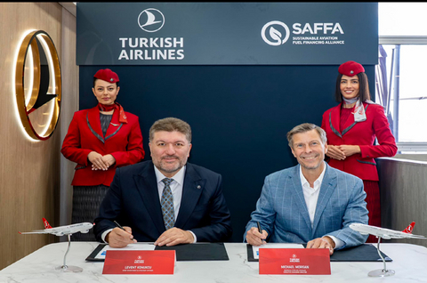 Levent Konukcu, Deputy General Manager of Turkish Airlines, and Michael Dickey Morgan, Executive Managing Director of Burnham Sterling Asset Management LLC, sign the agreement for SAFFA Fund.