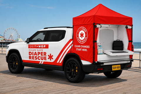 Rendering of the Skip Hop Clean Slate Rescue pop-up, bringing on-the-go diaper-changing solutions directly to families this summer.