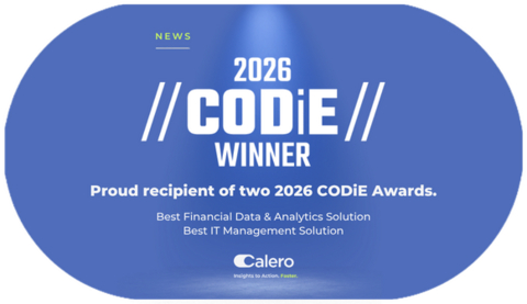 Calero has won two 2026 CODiE Awards, earning Best IT Management Solution for the Calero Platform and Best Financial Data & Analytics Solution for Calero Market Data Management. This recognition reflects Calero's strategy of helping organizations transform technology insights into faster, more intelligent action.