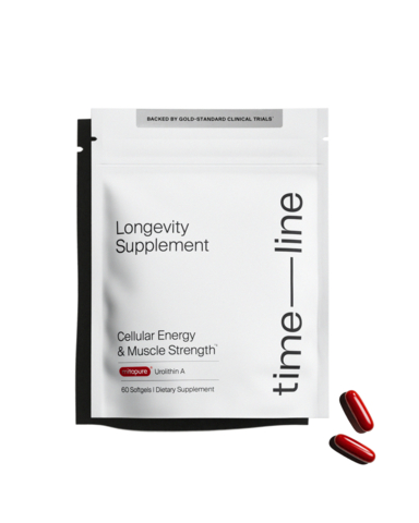 Timeline longevity supplement powered by Mitopure; proprietary, highly pure Urolithin A.