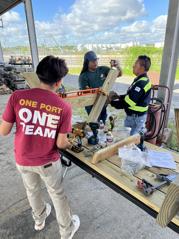 Port Houston employees participate in a community volunteer event