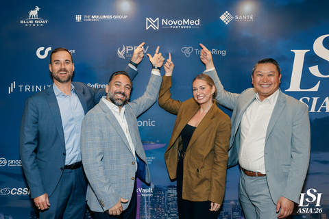 original NovoMed PARTNERS at LSI ASIA 2026 in Singapore, from left, Mike Feher, Ramin Mousavi, Natalie Sickler, and Fabian Ngo