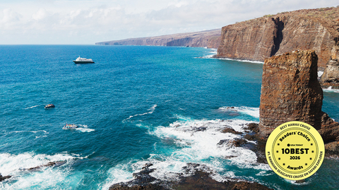 Guests aboard the 36-guest Safari Explorer embark on skiff excursions to explore Hawaii's hidden coves, sea caves, and marine life.