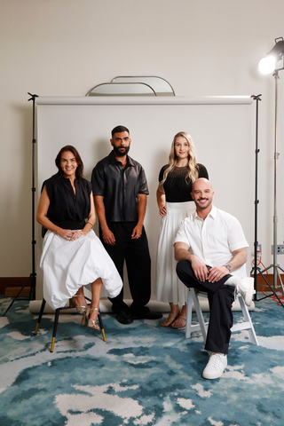 Members of the Powers of Reasoning team, from left: Kate O’Brien, founder and CEO; Guilherme Falcão, creative director; Jenna Borucki, CFO; and Jason Jahn, CMO. Photo credit: Jordan Braun