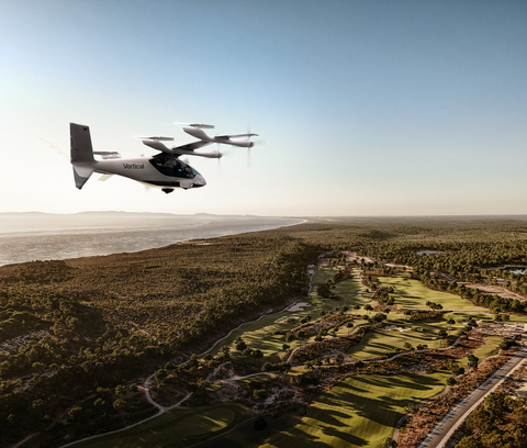 original A render of Vertical Aerospace eVTOL flying over Pinheirinho Estate