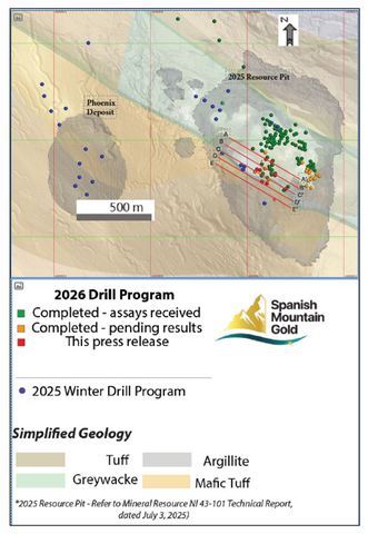 Figure 1: Drill Collar Location Map. The figure illustrates the collar locations for 10 drill holes reported in this news release. Section lines correspond to cross-sections presented in Figures 2 to 6. Collar coordinates are summarized in Table 2.