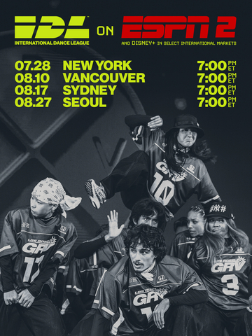 original International Dance League (IDL) schedule on ESPN2.