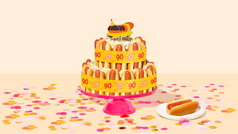 original The Oscar Mayer Wiener Cake, created in collaboration with Milk Bar to celebrate the Wienermobile's 90th birthday, transforms one of the internet's biggest food trends into the ultimate birthday tribute.