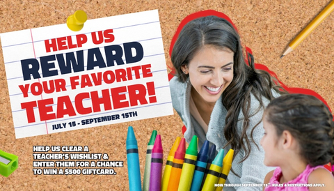 Know an amazing teacher? Nominate them today! If you're a teacher, you can enter yourself. With ZIPS Teacher Sweeps, you can honor a favorite teacher and help support their classroom needs for the new school year.