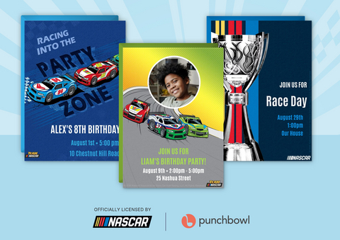 New collection on Punchbowl features authentic Team NASCAR designs, retro stock cars, and the coveted NASCAR Cup Series trophy