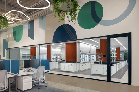 original McFarlane Architects' design for Vividion Therapeutics' expansion unites lab and corporate functions in a cohesive campus focused on small-molecule therapeutics for cancer and immune disorders. Image © Brady Architectural Photography