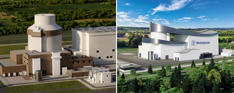 Westinghouse is collaborating with Amentum for its APX technology strategy, augmenting Westinghouse capabilities for fleet-scale deployment of the AP1000® reactor (left) while advancing development of the AP300™ small modular reactor (right).