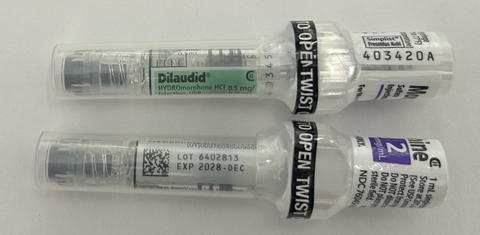 Incorrect Product Configuration: Morphine Sulfate Injection USP, Simplist® 2 mg/1 mL seal with Dilaudid (HYDROmorphone HCl) Injection, USP Simplist® 0.5 mg/0.5 mL syringes (lot 6402813)