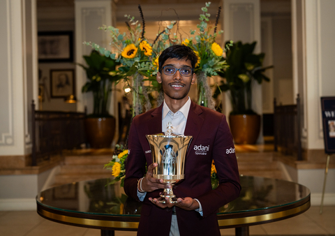 original Grandmaster Praggnanandhaa celebrates after winning the 2026 Saint Louis Rapid & Blitz at the Saint Louis Chess Club in St Louis, Missouri.