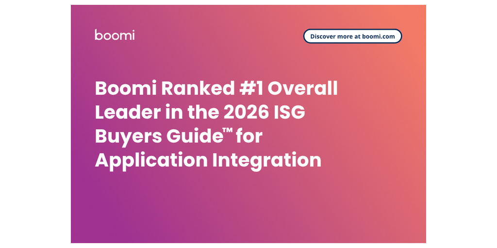  Boomi classificata al n. 1 nella classifica generale della ISG Buyers Guide™ 2026 per l'integrazione delle applicazioni