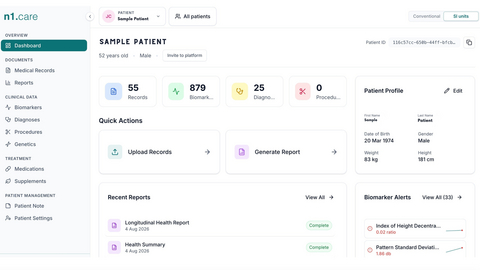 original The n1.care clinical intelligence platform brings fragmented medical records and clinical data into a unified longitudinal patient view, helping physicians identify meaningful patterns and understand the complete clinical picture.
