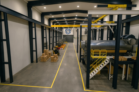 original Rendering of main assembly area of Defense Maritime Solutions’ planned engine manufacturing facility in Chesapeake, Virginia; which will support U.S. based manufacturing activities of Wärtsilä medium-speed marine combustion engines. Image credit: Defense Maritime Solutions, Inc.