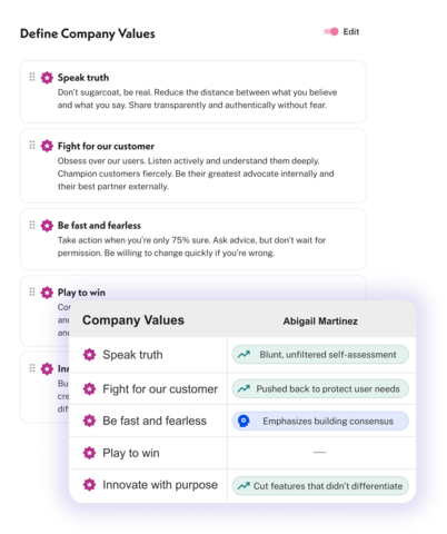 original Textio today launched the ability to program company values into Lavalier, its AI-powered structured interview platform. The new feature enables hiring teams to define the specific values and competencies that matter to their organization, then measure how well each candidate demonstrated those values in every interview.