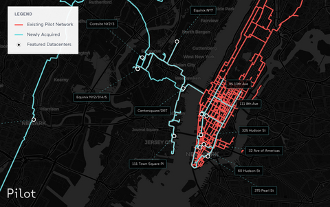 original Combined network map showing existing Pilot infrastructure and newly acquired Extenet assets.