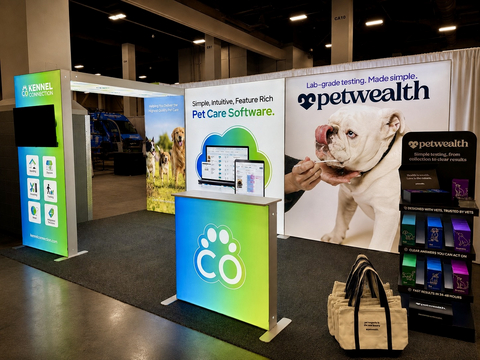 original The Petwealth and Kennel Connection booth at SuperZoo 2026 in Las Vegas, where the two companies introduced a new model connecting Petwealth's molecular diagnostics with Kennel Connection's pet care management technology. Boarding, daycare, grooming and training professionals stopped by throughout the show to learn how proactive health screening can be offered inside the environments where pets already spend their time.