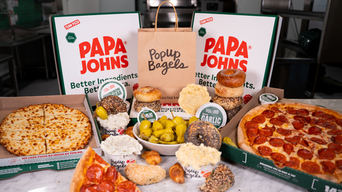 Papa Johns and PopUp Bagels deliver the ultimate flavor crossover with two new schmears inspired by iconic Papa Johns flavors.