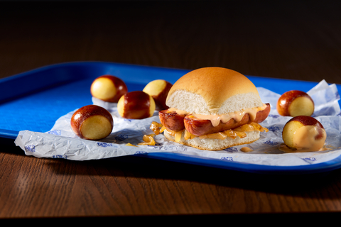 original The new Garage Beer Cheese Sausage Slider, the new Pretzel Nibblers and warm Garage Beer Cheese sauce, are all part of the White Castle and Garage Beer fall collaboration, available at participating Castles August 24 – November 1.