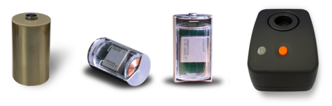 All-Solid-State Battery Module Supporting Wireless Charging and dedicated charger (Under development), Left: Module, Center: Internal Module Structure, Right: Dedicated charger