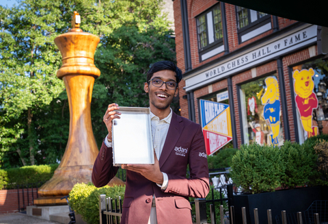 Grandmaster Praggnanandhaa R. celebrates after claiming the Grand Chess Tour Finals title at the Saint Louis Chess Club on Aug. 27, 2026.