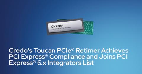 Credo's Toucan Gen6x16 PCI Express® (PCIe®) retimer has successfully achieved PCI-SIG® 6.x retimer compliance at 64.0 GT/s and is now listed on the PCI-SIG Integrators List.