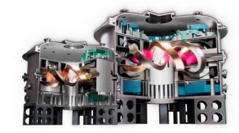 original Image of Helix HARUKA, Helical Fusion’s Integrated Demo Device(left), and Helix KANATA, Helical Fusion’s Fusion Pilot Plant(right)