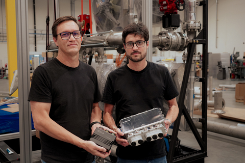 James Nero, Electrical Integration Engineer, and Luiz Oliveira, Product Development Engineer, with Motion Applied hardware headed into Antares' power conversion system at the company's Torrance, California, facility.