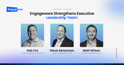 original Engageware has expanded its executive leadership team with the appointments of Steve Abramson as Chief Financial Officer, Rob Fox as Chief Technology Officer and Matt Wilson as Chief Customer Officer.