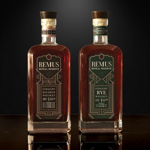 original George Remus Bourbon expands its award-winning portfolio with Remus Repeal Reserve Series X (left) and the brand's first-ever rye whiskey, Remus Rye (right).