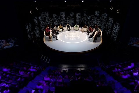 original Doha Debates Town Hall “Football fandom: Community or commodity?” stage at the Terminal Theatre in Toronto, Canada. (Photo: AETOSWire)