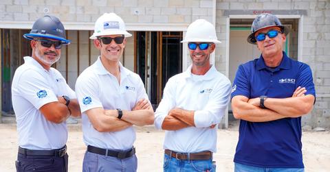 CSCI President Daniel Goldburg (second from left) with members of the CSCI team at a Florida residential construction site as the company continues to expand its statewide project portfolio.