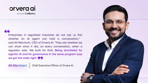 original Ali Merchant, CEO of Orvera AI, on getting shortlisted for 2026 A.I. Awards by The Cloud Awards, in six categories.