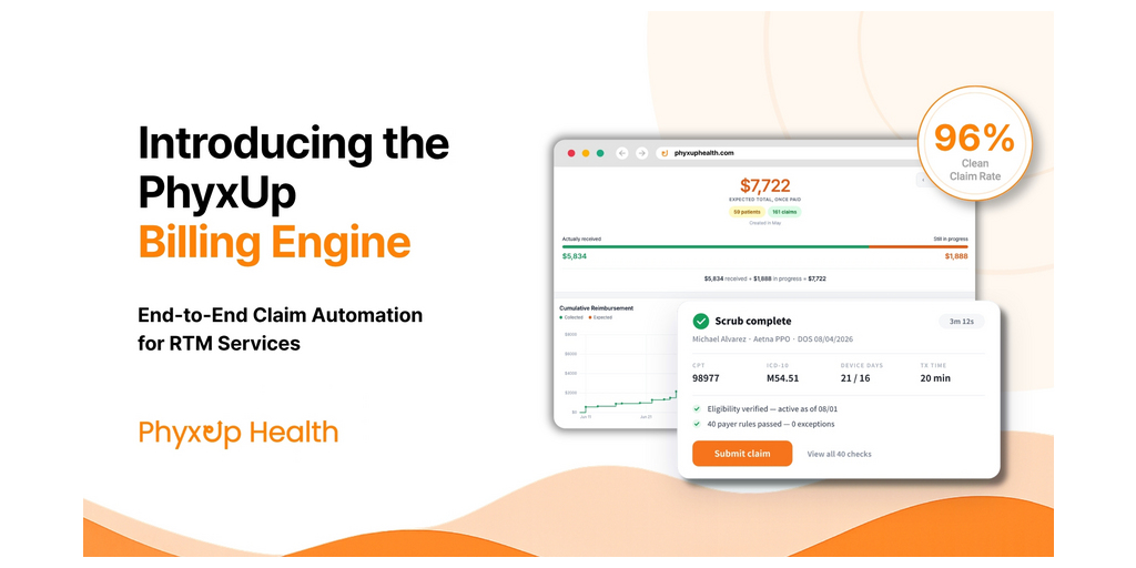 PhyxUp Health Launches AI-Powered Billing Solution Built for RTM and Outpatient Practices 1