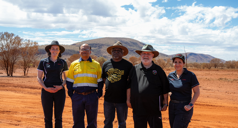 thumbnail From left to right: Caitlin Westgarth, Vice President HSEC Rio Tinto Iron Ore, Rishi Verma, General Manager West Angelas Rio Tinto Iron Ore, Damien Hubert and Albert Pianta, Directors Ngarlawangga Aboriginal Corporation, Laura Thomas, General Manager Traditional Owner Partnerships Rio Tinto Iron Ore