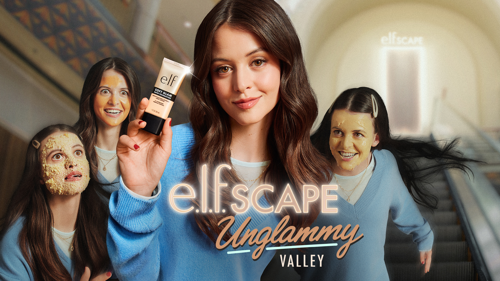 e.l.f. Cosmetics launches u201cUnglammy Valley,u201d a new campaign highlighting its Soft Glam Satin Foundation. The horror-meets-humor campaign dramatizes the everyday nightmare of mismatched foundation - and the product that breaks you out of the uncanny and into the glam.