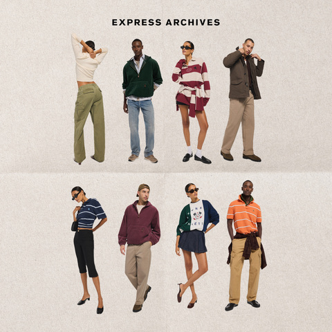 original Express unveils Express Archives, bringing back iconic '90s and early 2000s reissues from Express and Structure in a dual-gender collection designed to seamlessly cross both men’s and women’s wardrobes.